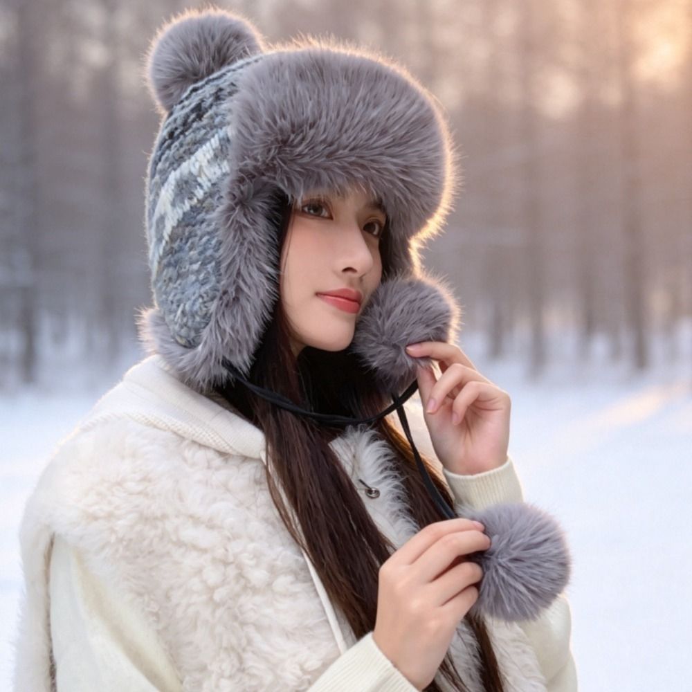Topi Trapper Rajut Poliester B - Trapper Hat Ear Flap ulasan dan harga